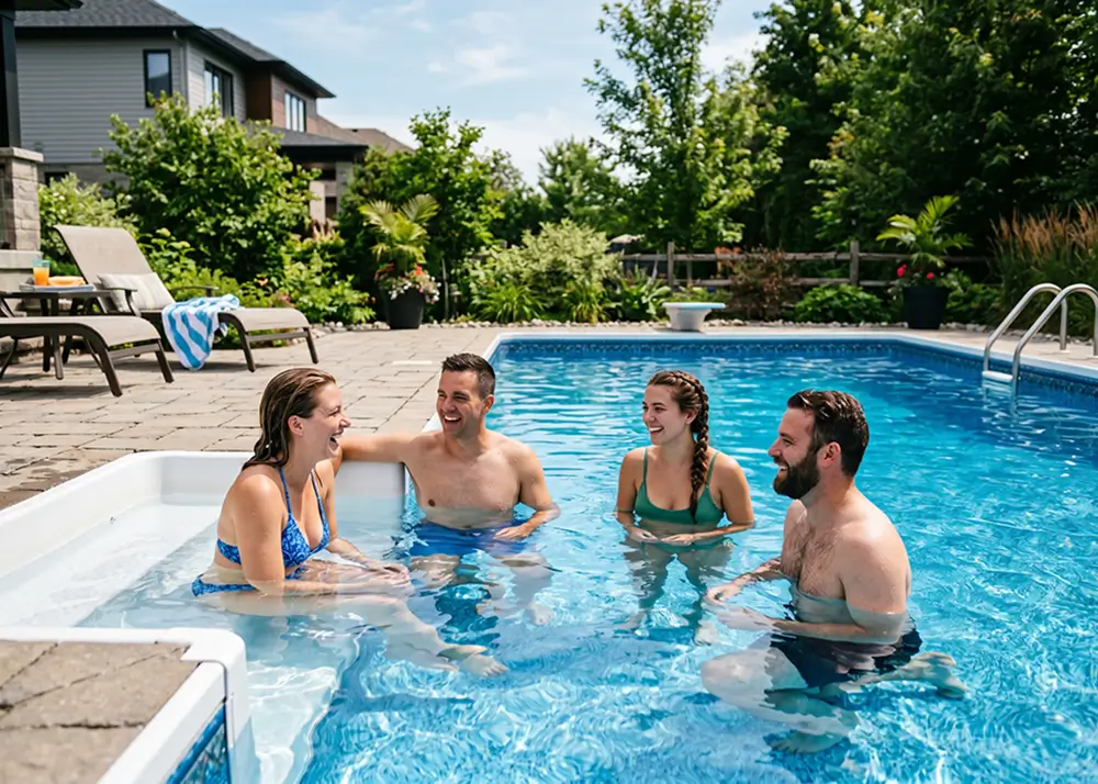 Active swimmers in a 52-inch deep vinyl liner pool