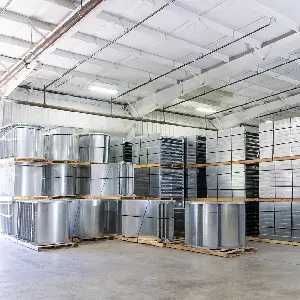 Stacks of domestic steel pool wall panels
