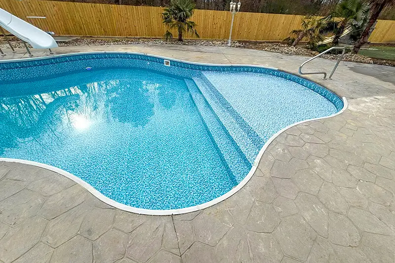 Finished pool step upgrade with a new vinyl liner