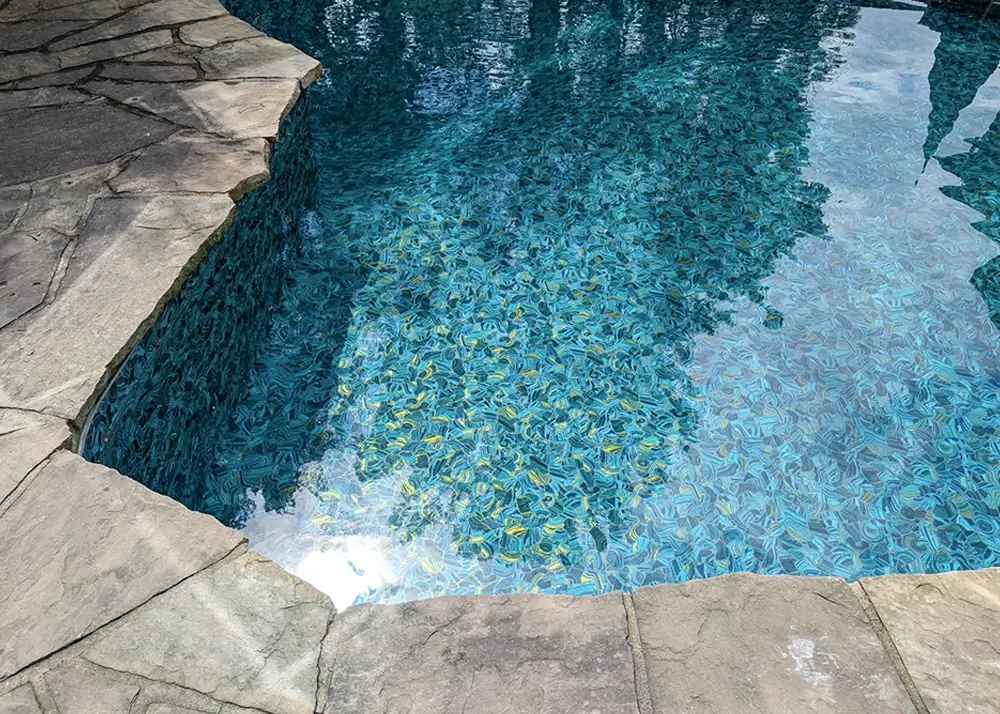 Close-up of a patterned vinyl pool liner
