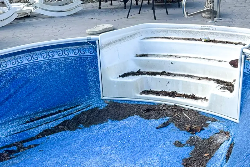 Worn pool steps before replacement