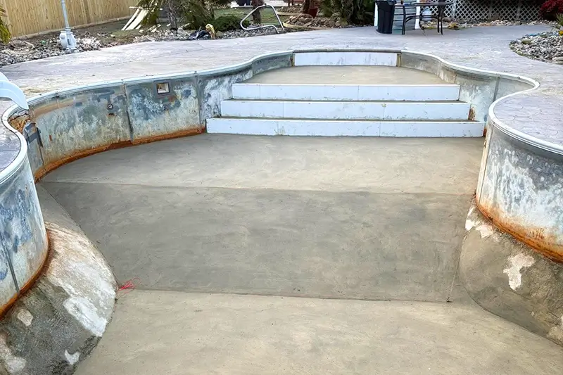 Open Pour steps formed on site during a pool upgrade
