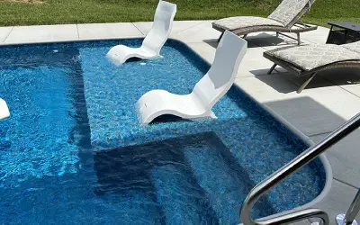 Pool steps upgraded with fresh vinyl covering