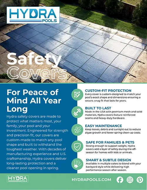 Hydra Pools safety covers brochure cover