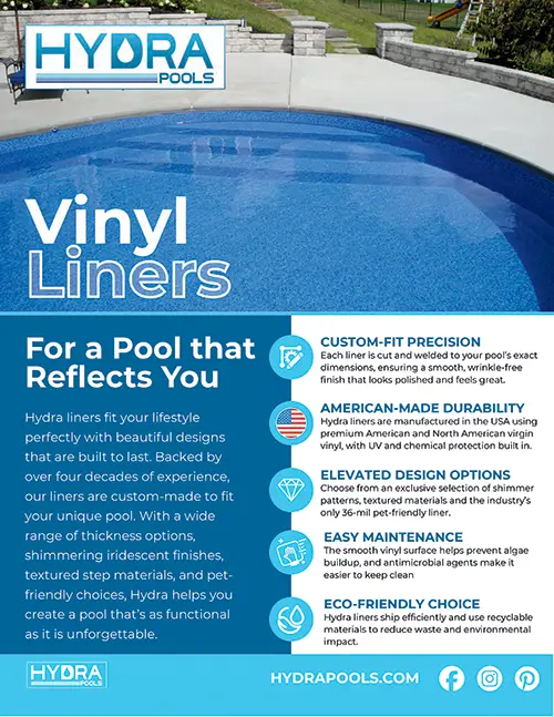 Hydra Pools vinyl liners brochure cover