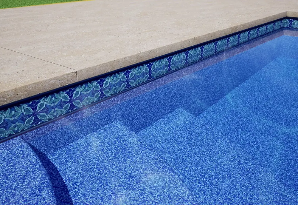Hydra Pools rectangular vinyl liner pool with a light blue liner