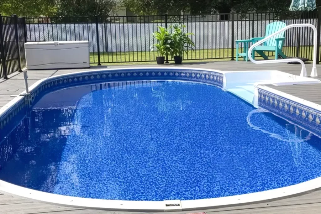 Hydra Pools pool photo — semi-inground oval pool — Cambridge Aquarius Bullnose Step