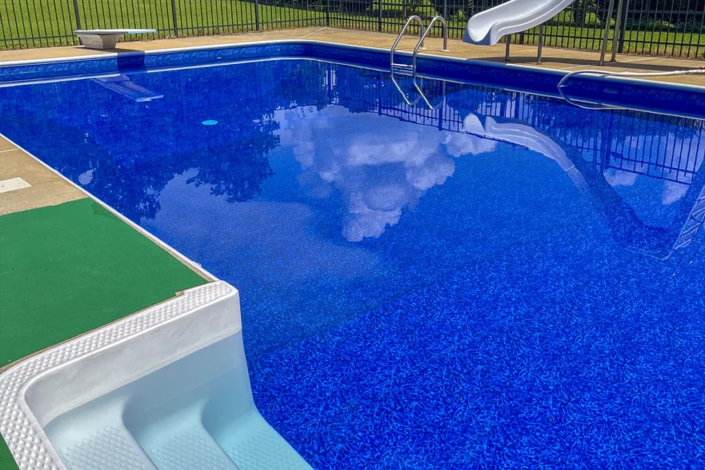 Prism Cove liner pattern in a rectangle vinyl liner pool